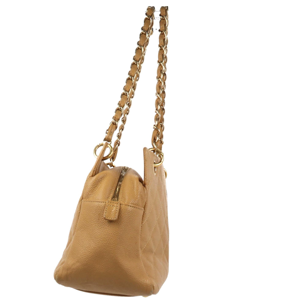 Chanel Sac bandoulière Chanel Petite Shopping Tote en cuir beige