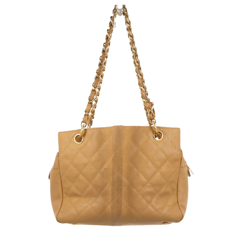 Chanel Sac bandoulière Chanel Petite Shopping Tote en cuir beige