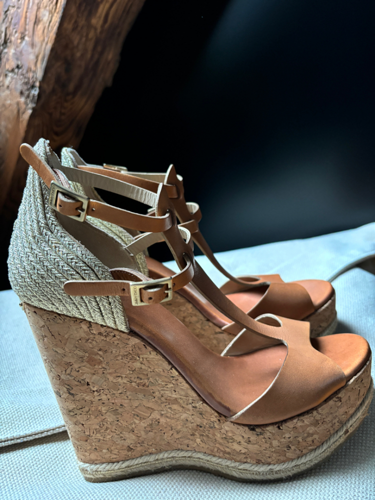 Jimmy Choo Wedges en liège et en cuir