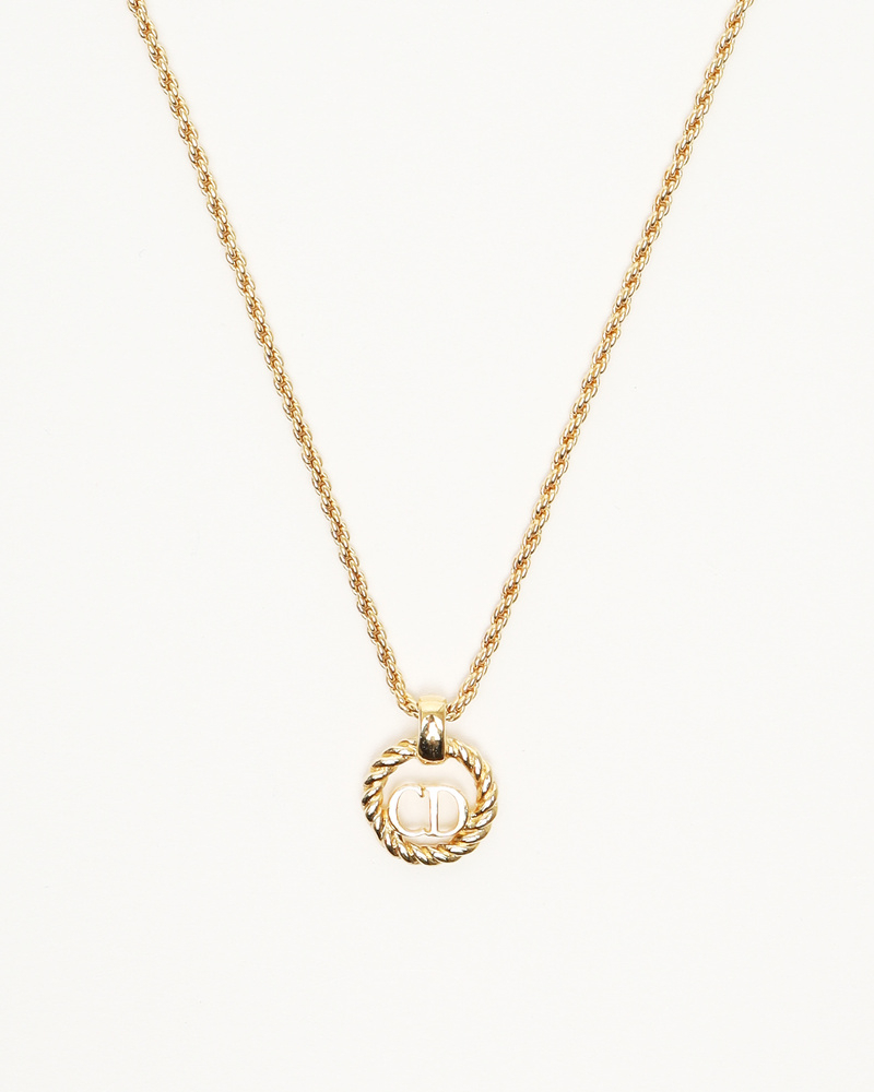Christian Dior Twist Ring Logo Necklace