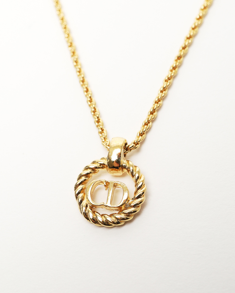 Christian Dior Twist Ring Logo Necklace