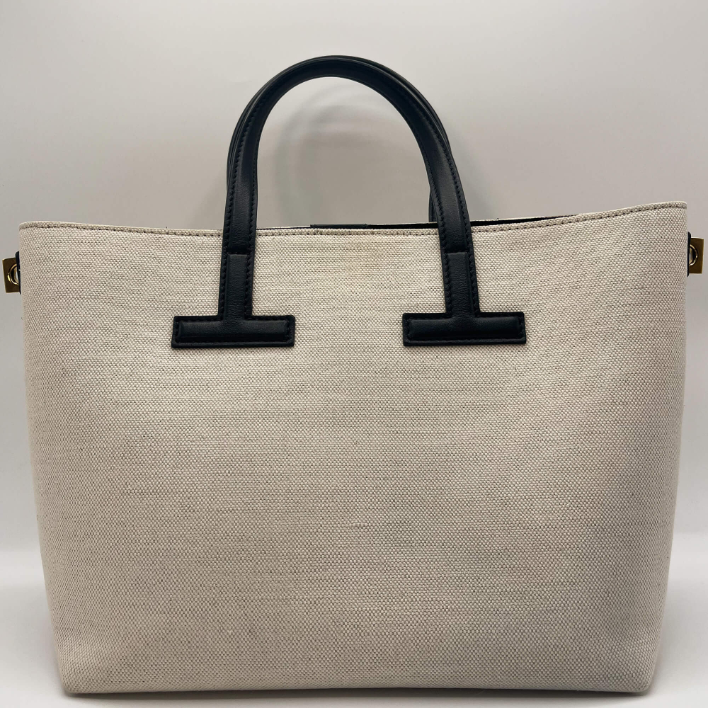 Tom Ford T Tote Canvas and Leather Beige