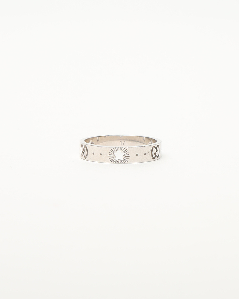 Gucci Gg Icon Star White Gold 4.2g Ring
