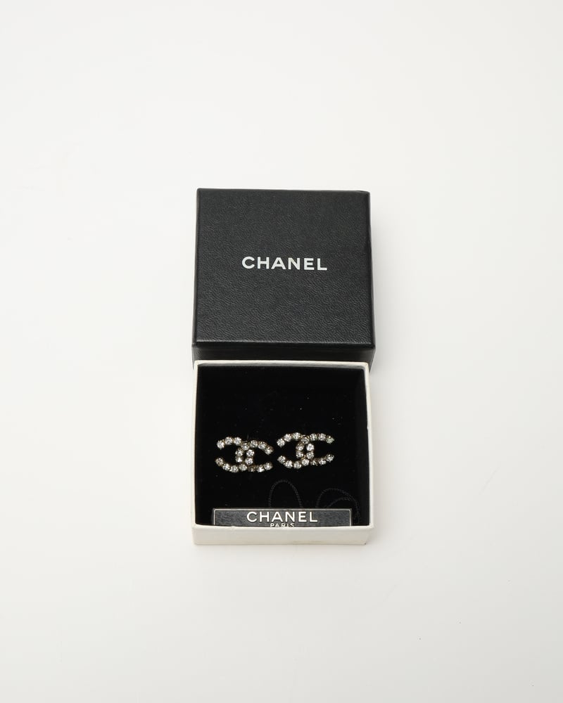 Chanel Cc Rhinestone Earrings