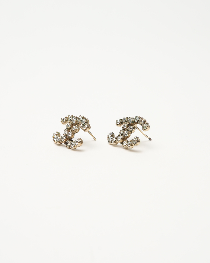 Chanel Cc Rhinestone Earrings