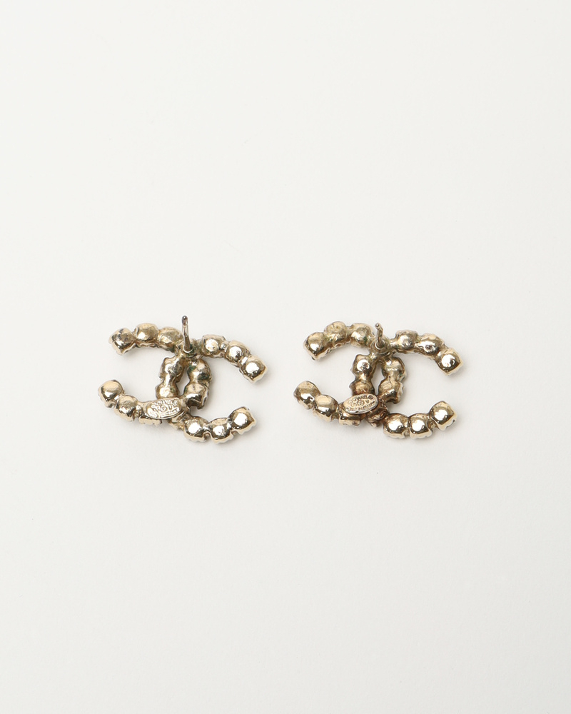 Chanel Cc Rhinestone Earrings