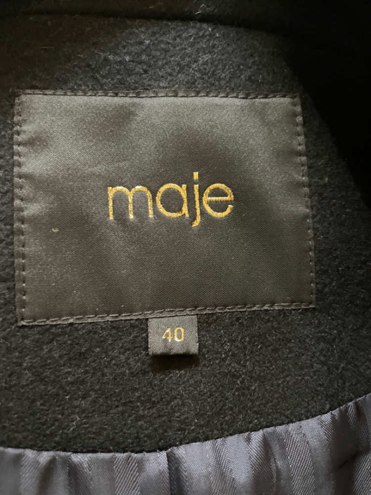 Maje Mantel aus Wolle/Kaschmir mit Lederdetail