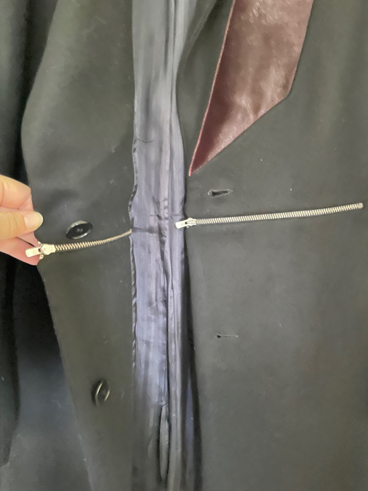 Maje Mantel aus Wolle/Kaschmir mit Lederdetail