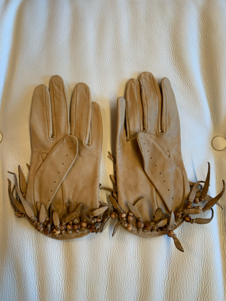 Roeckl Beige Lederhandschuhe mit Dekor