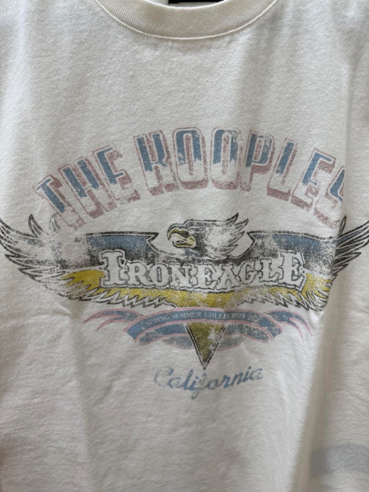 The Kooples ECRU COTTON ROUND-NECK T-SHIRT WITH EAGLE PRINT