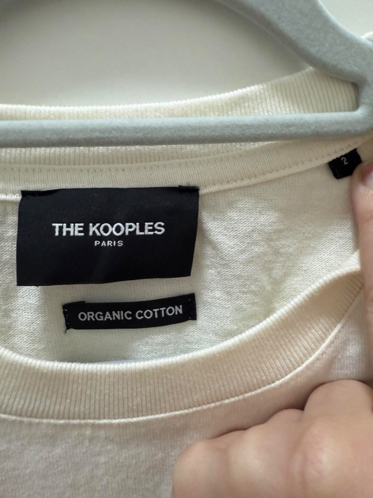 The Kooples ECRU COTTON ROUND-NECK T-SHIRT WITH EAGLE PRINT