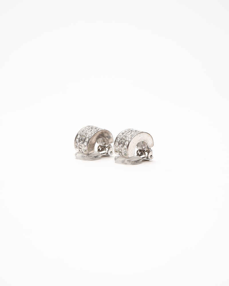 Christian Dior Hoop Rhinestone Clip-on Earrings