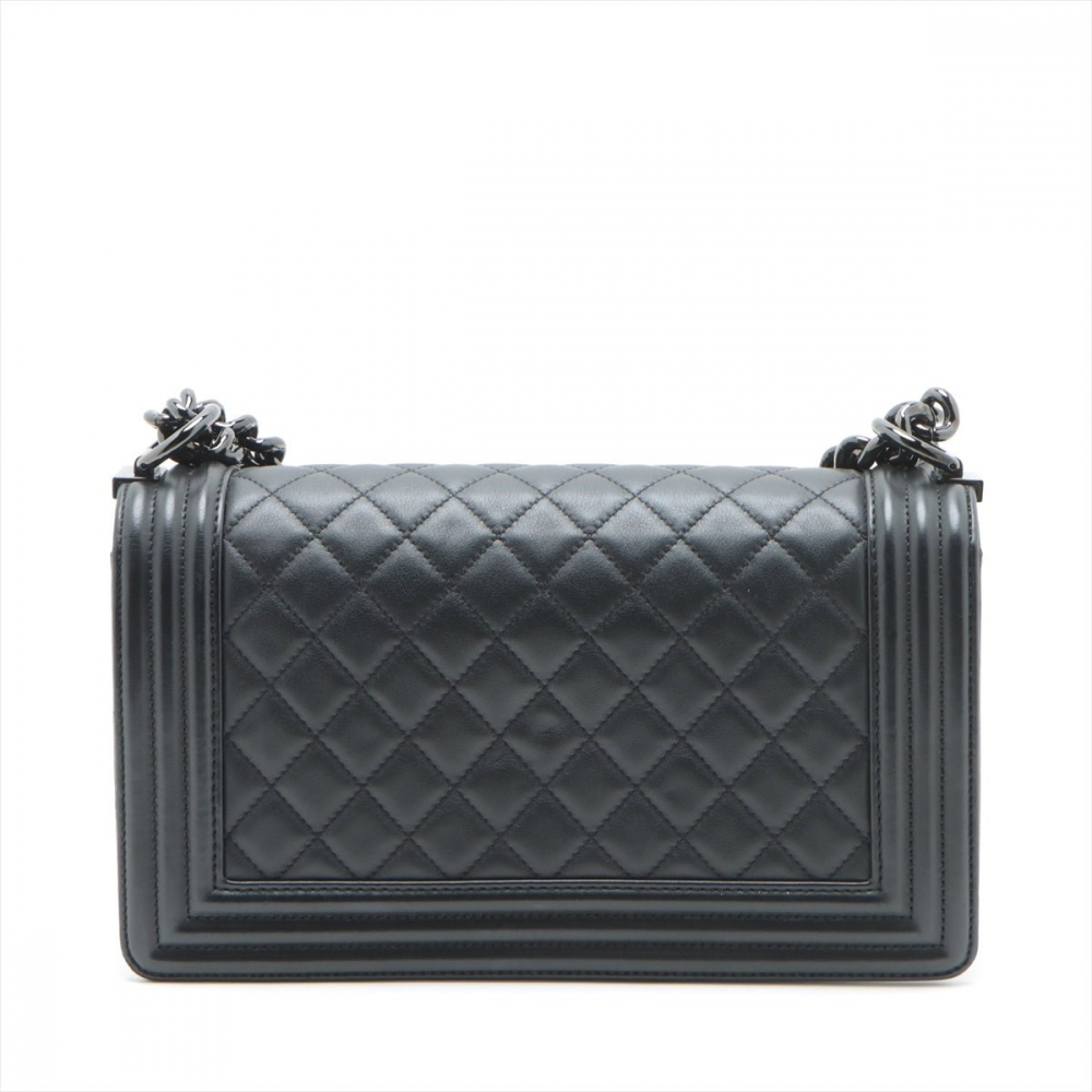Chanel Boy Medium Quilted Lambskin Leather  Bag Black