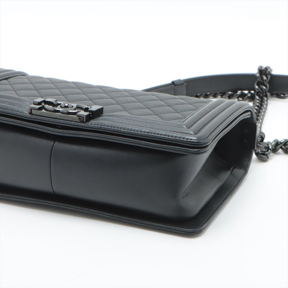 Chanel Boy Medium Quilted Lambskin Leather  Bag Black