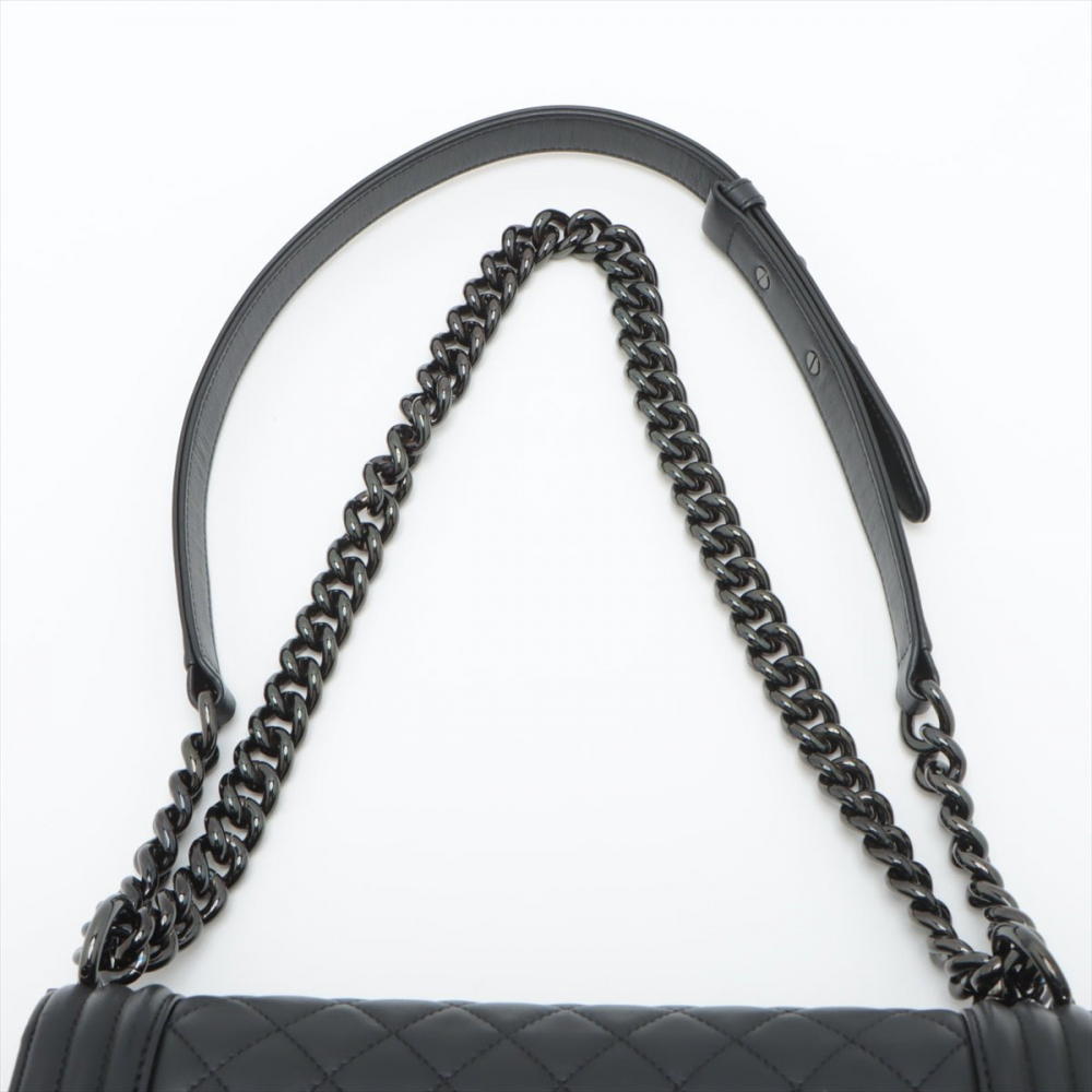 Chanel Boy Medium Quilted Lambskin Leather  Bag Black