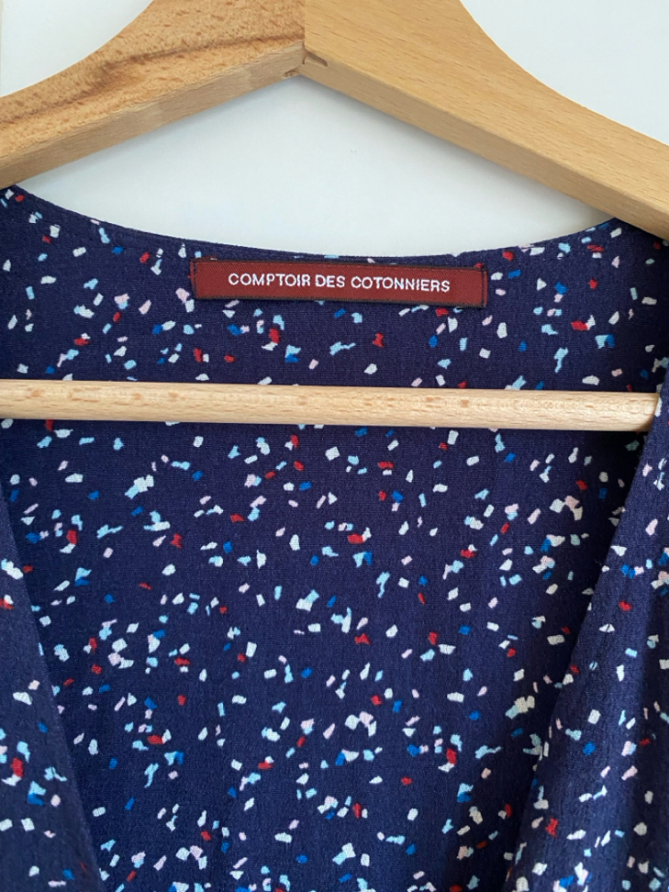 Comptoir Des Cotonniers Kurzer marineblauer Overall mit Konfetti