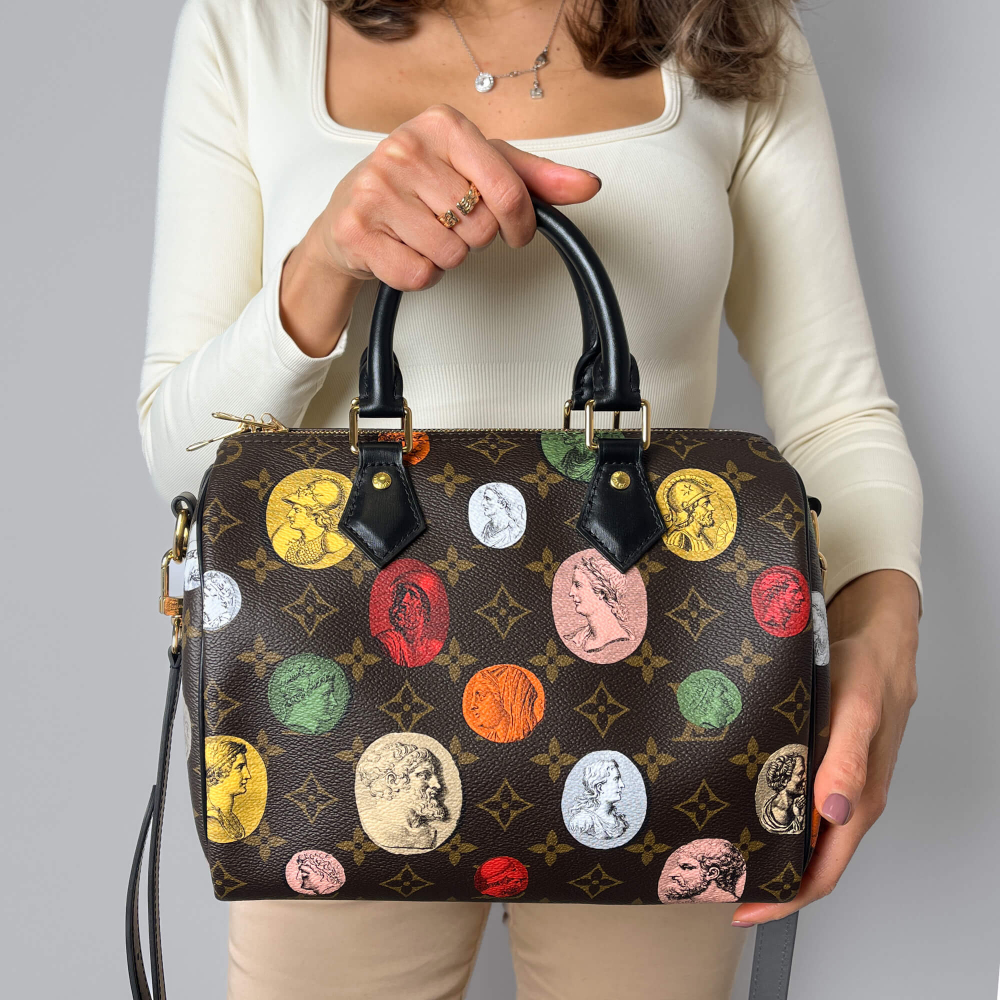 Louis Vuitton Speedy 25 Bandoulière Fornasetti Canvas Trunk Handbag Monogram