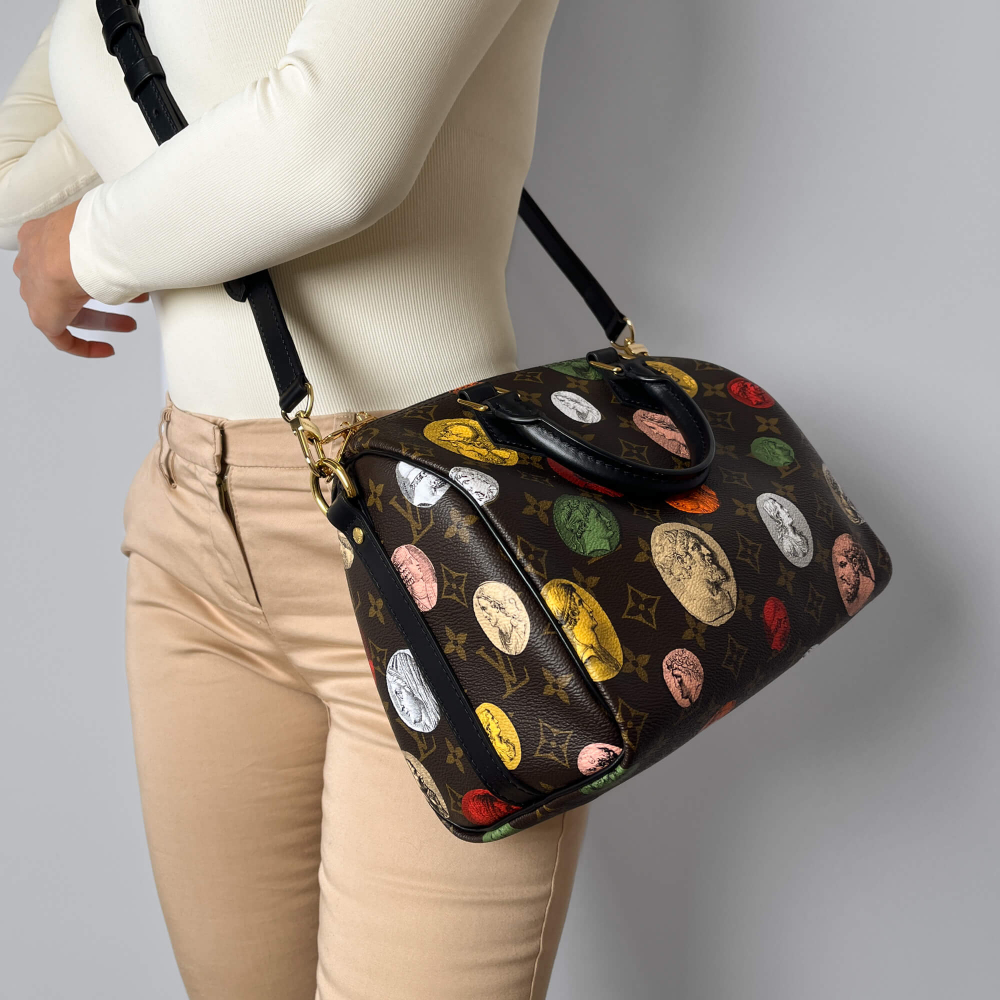 Louis Vuitton Speedy 25 Bandoulière Fornasetti Canvas Trunk Handbag Monogram