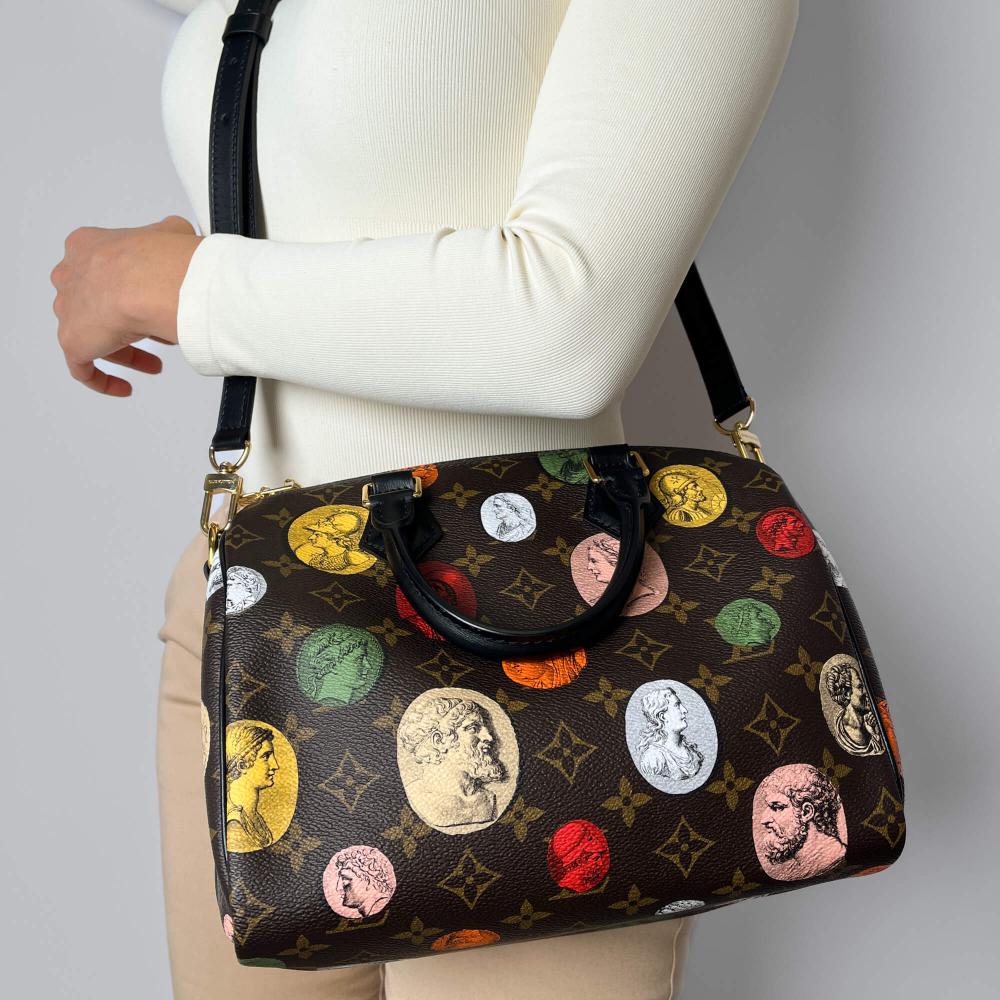 Louis Vuitton Speedy 25 Bandoulière Fornasetti Canvas Trunk Handbag Monogram