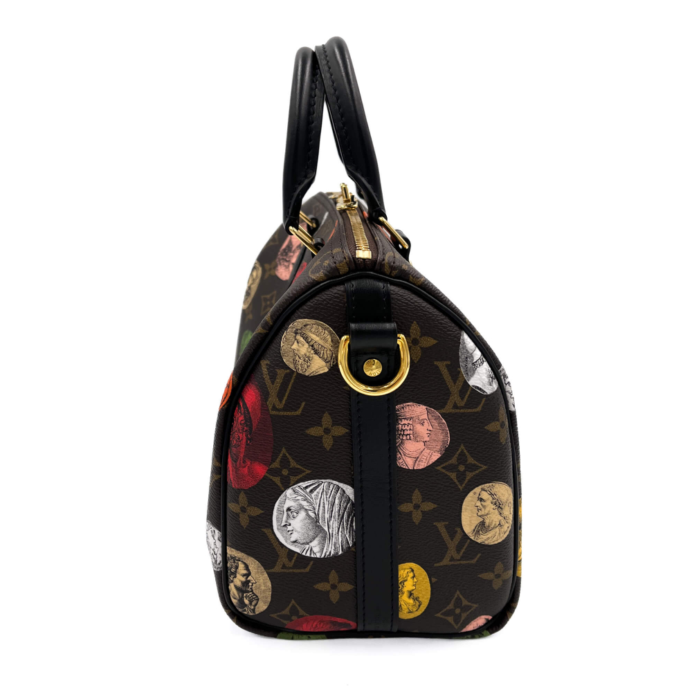 Louis Vuitton Speedy 25 Bandoulière Fornasetti Canvas Trunk Handbag Monogram