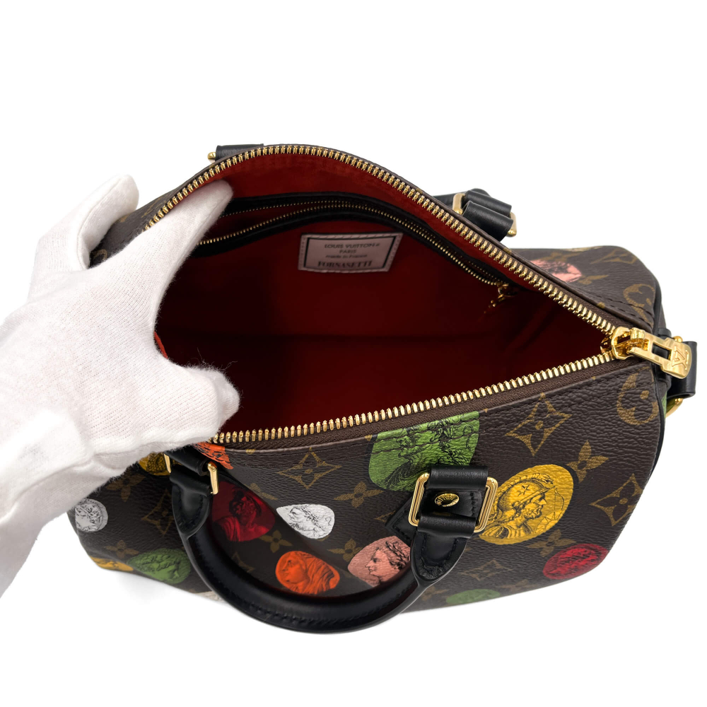 Louis Vuitton Speedy 25 Bandoulière Fornasetti Canvas Trunk Handbag Monogram