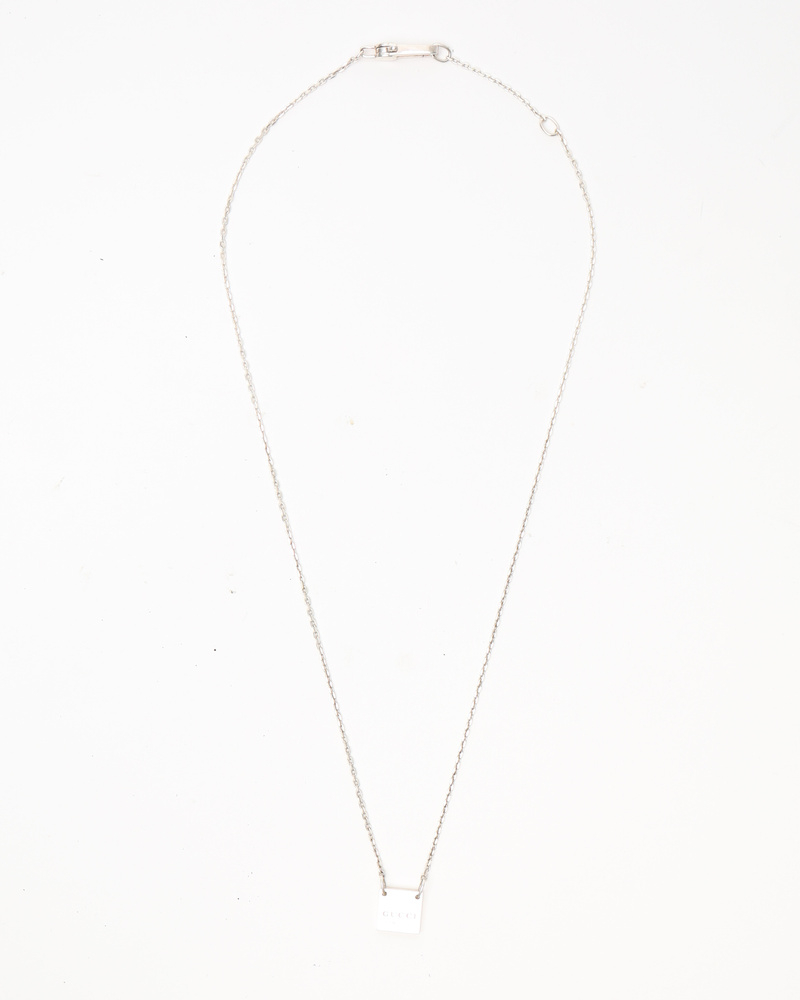 Gucci Square Plate Silver Necklace