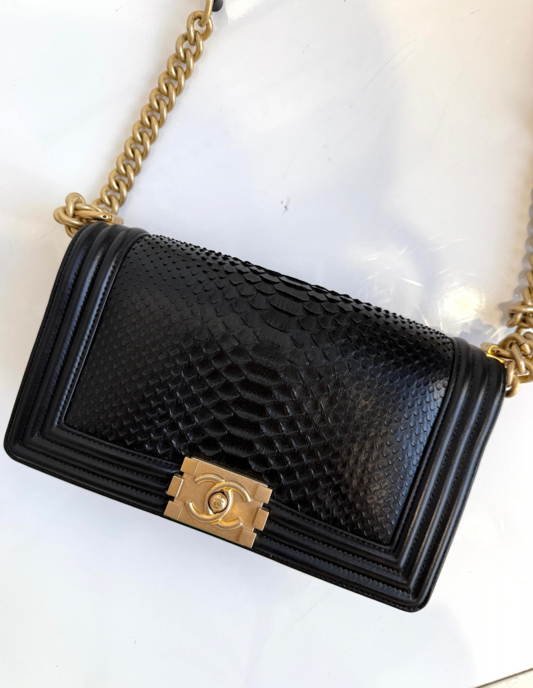 Chanel Medium Boy Bag Python Noir