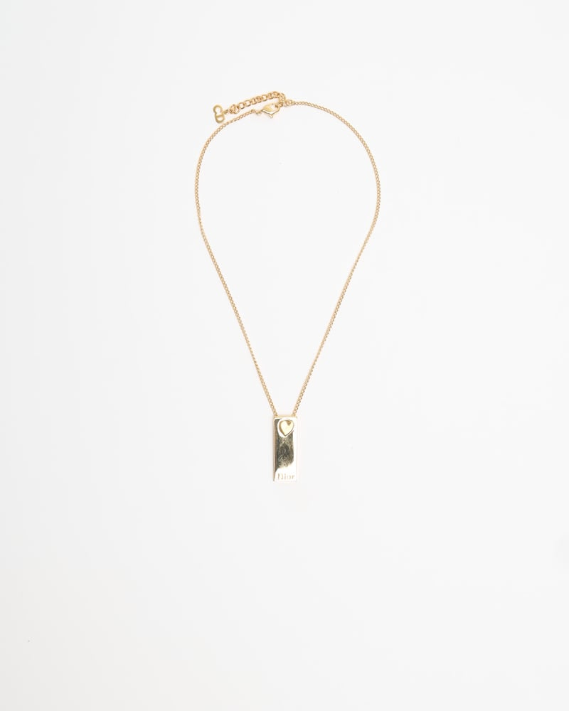 Christian Dior Logo Plate Necklace