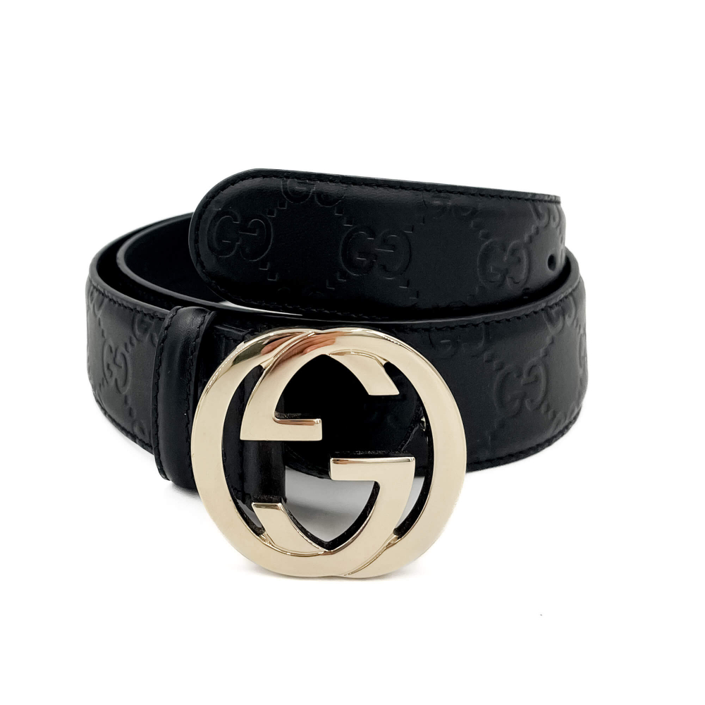 Gucci Interlocking GG Leather Medium Belt Black
