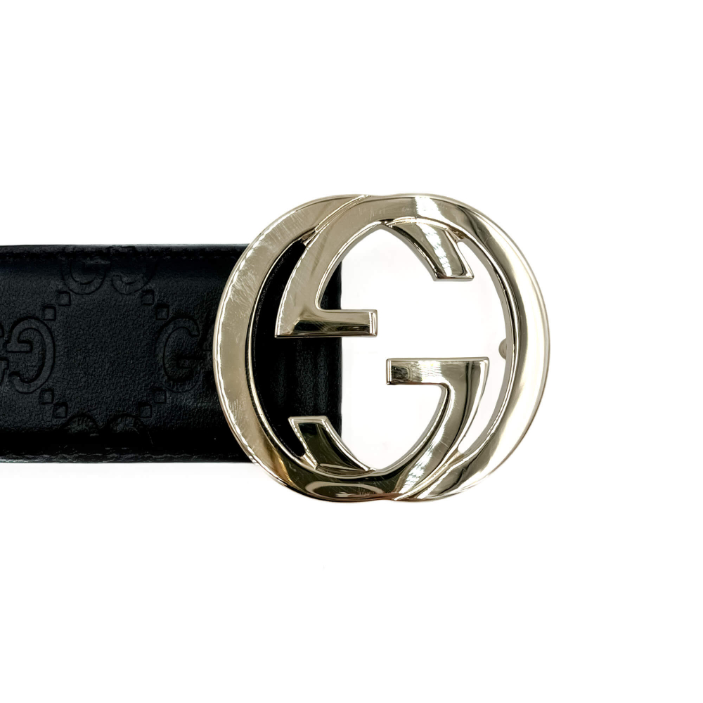 Gucci Interlocking GG Leather Medium Belt Black