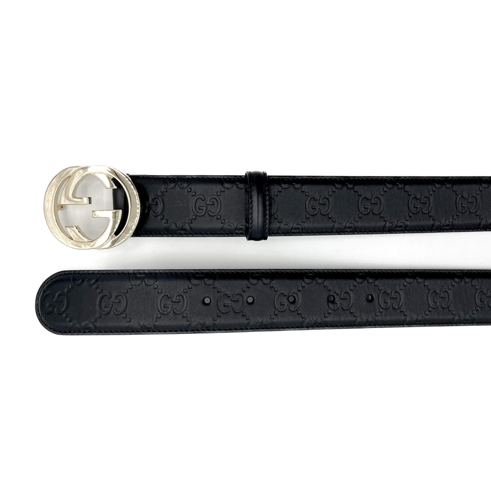 Gucci Interlocking GG Leather Medium Belt Black