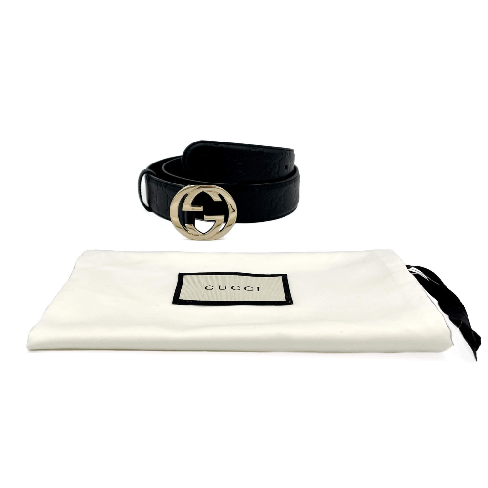 Gucci Interlocking GG Leather Medium Belt Black