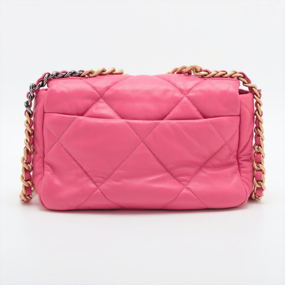 Chanel 19 Medium Matelassè Lambskin Leather 2-Ways Flap Handbag Pink