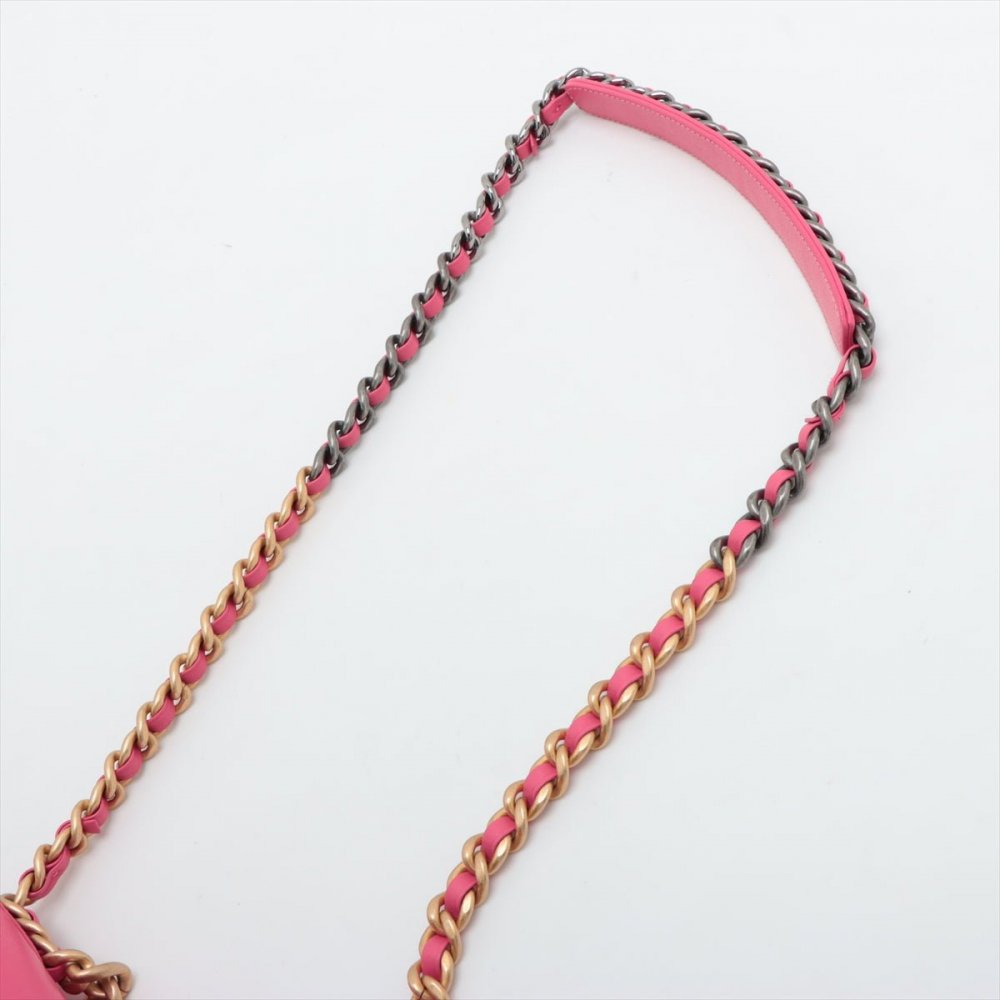 Chanel 19 Medium Matelassè Lambskin Leather 2-Ways Flap Handbag Pink