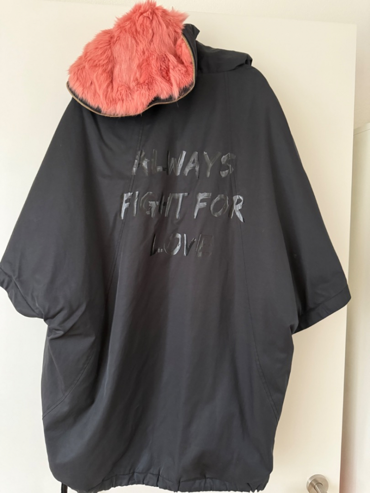 Pinko Rabbit Cape Always Fight For Love Oversized Poncho