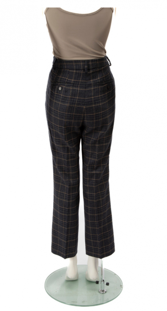 Weekend Max Mara Plaid Grey Wool checkered Trousers Wide Legs