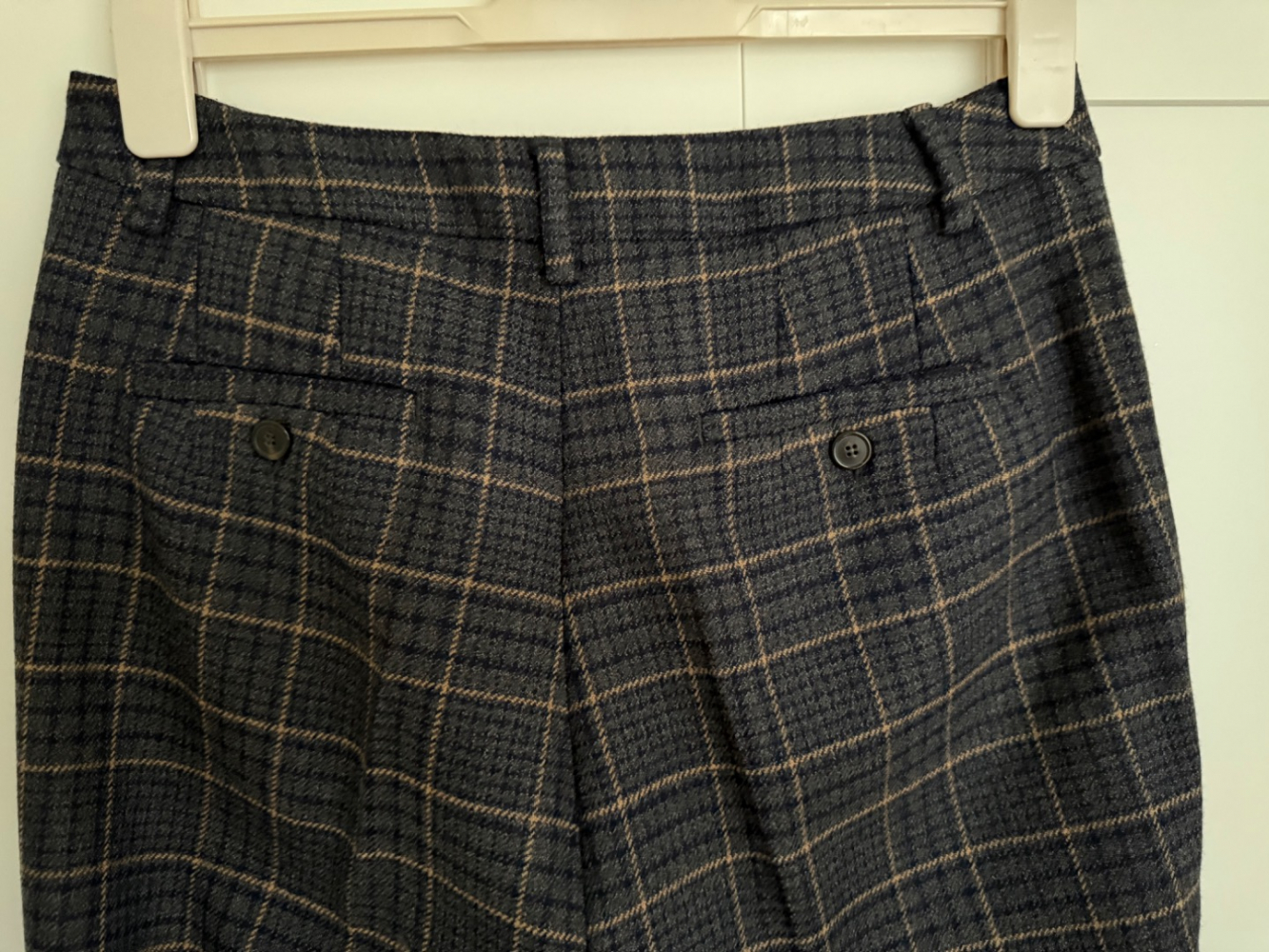 Weekend Max Mara Plaid Grey Wool checkered Trousers Wide Legs
