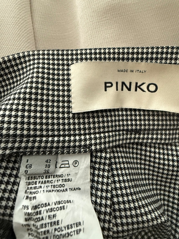 Pinko Schwarz-beige Prince of Wales Stretch-Hose