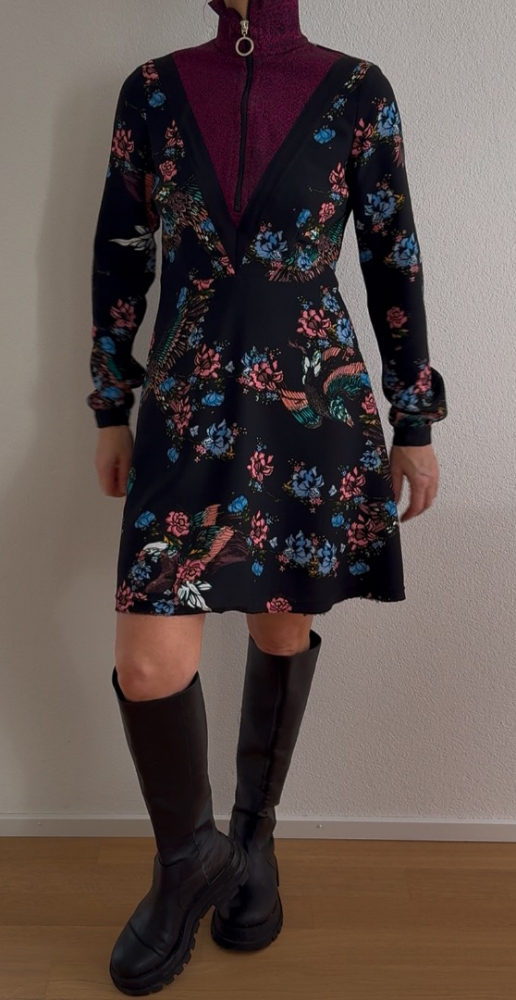 Pinko Floral Glitter Panel Dress in A Form