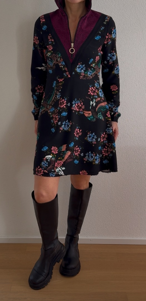 Pinko Floral Glitter Panel Dress in A Form