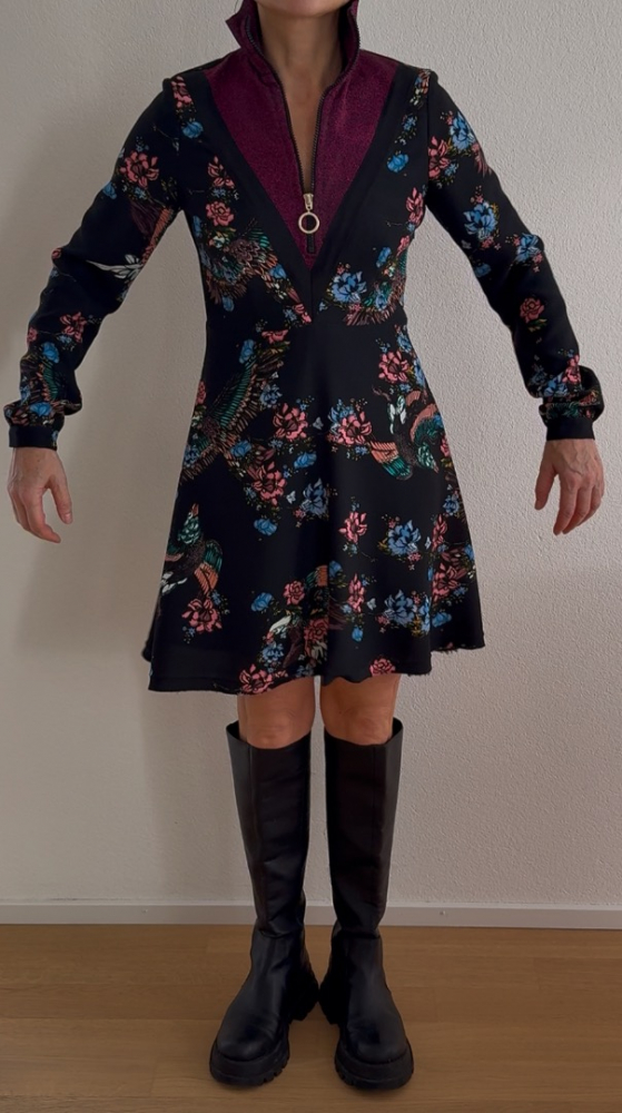 Pinko Floral Glitter Panel Dress in A Form