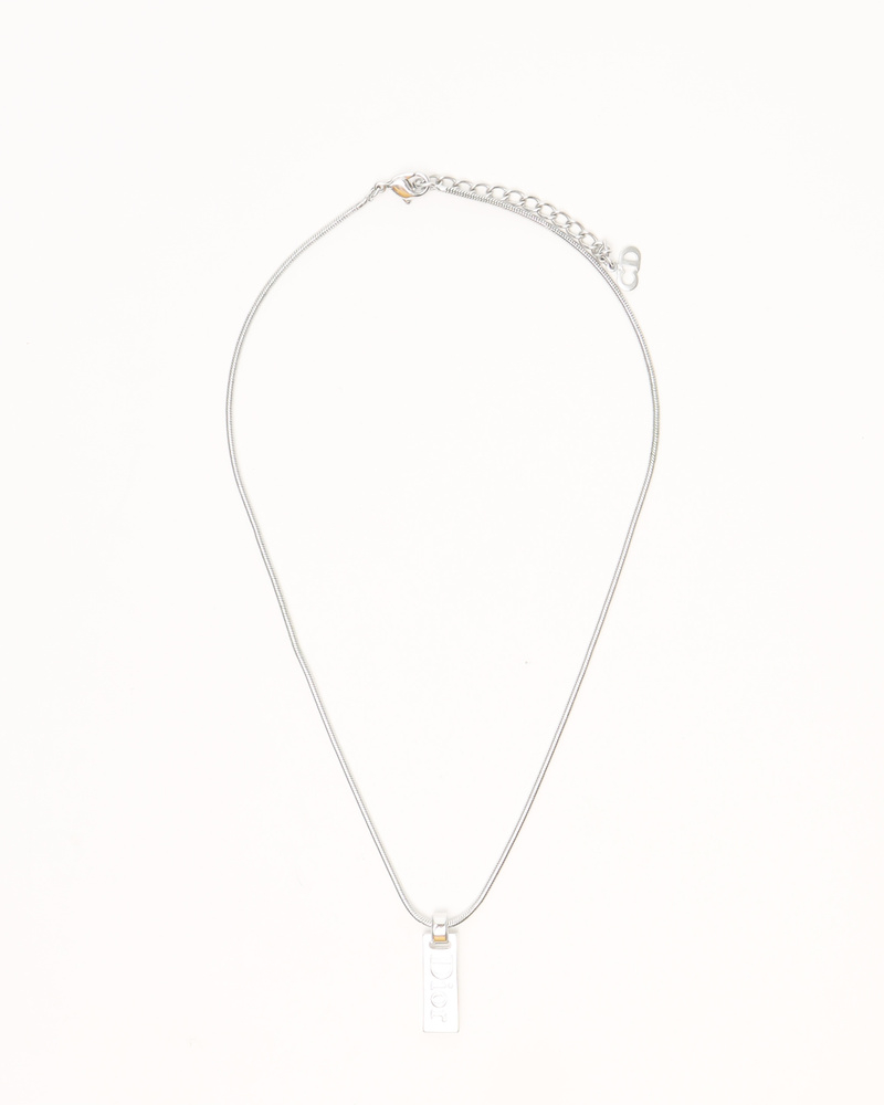 Christian Dior Logo Plate Necklace