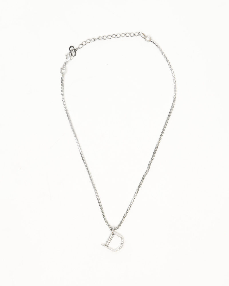 Christian Dior Logo Rhinestone Necklace