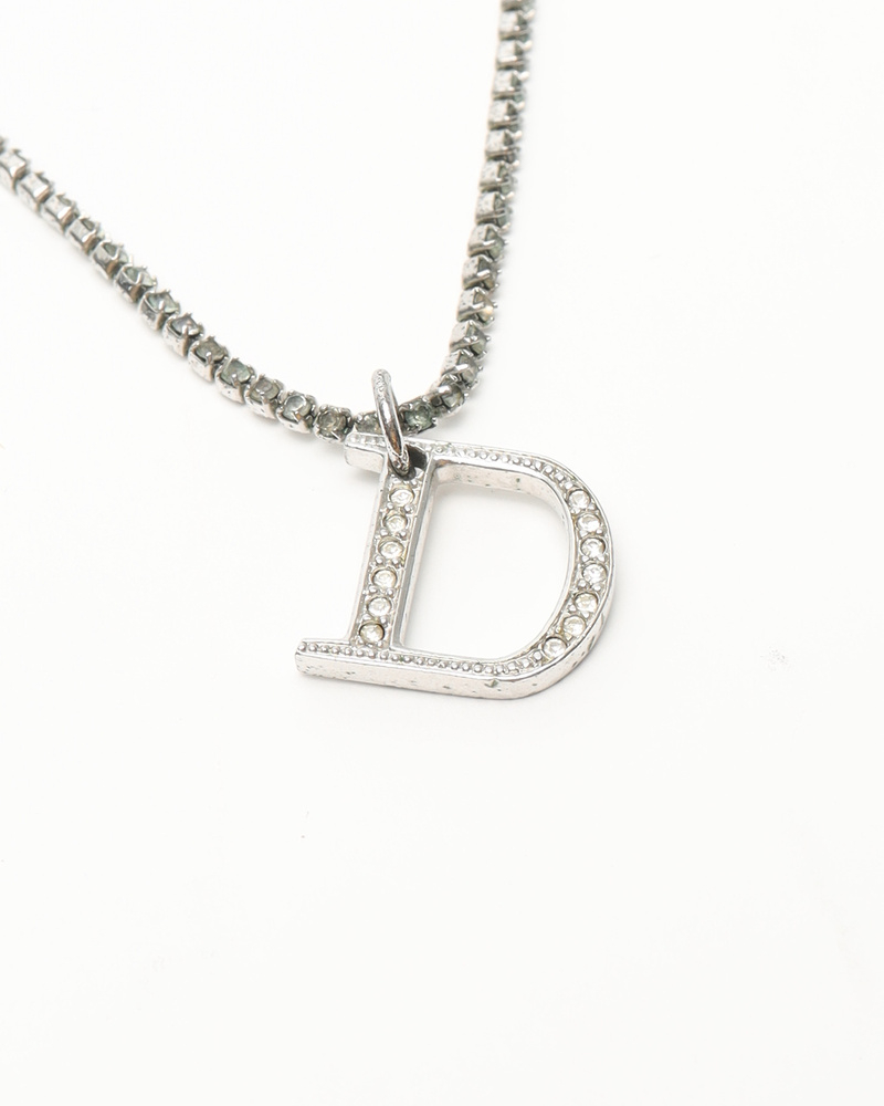 Christian Dior Logo Rhinestone Necklace