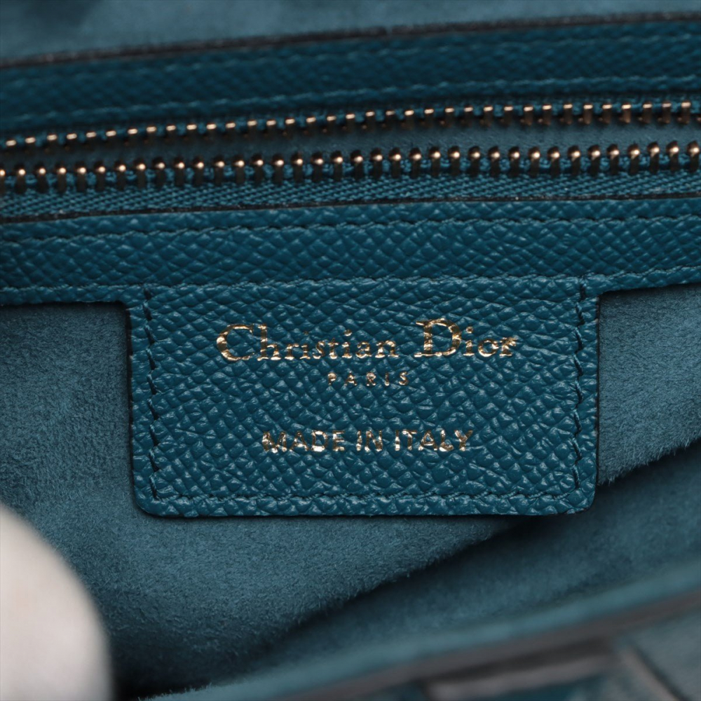 Christian Dior Saddle Grained Calfskin Leather Saddle Handbag No Strap Blue