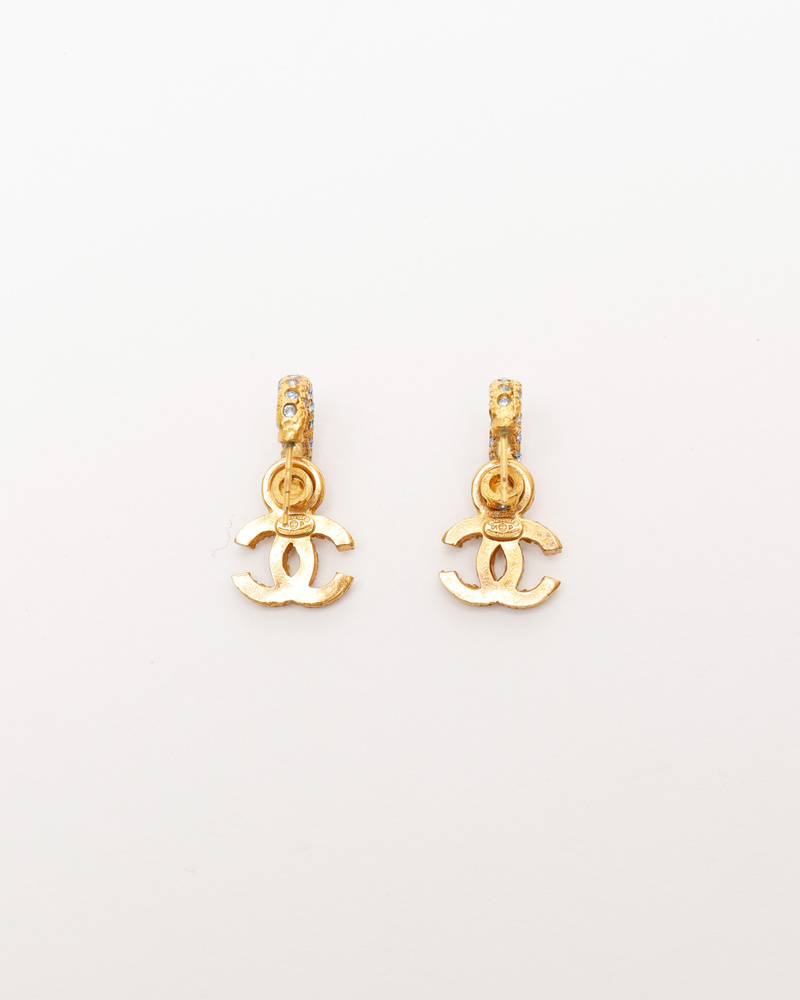 Chanel Coco Mark Rhinestone Dangling Earrings