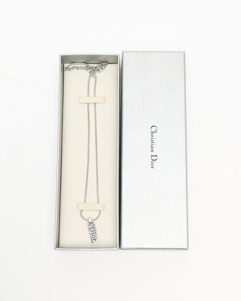 Christian Dior Logo Plate Necklace