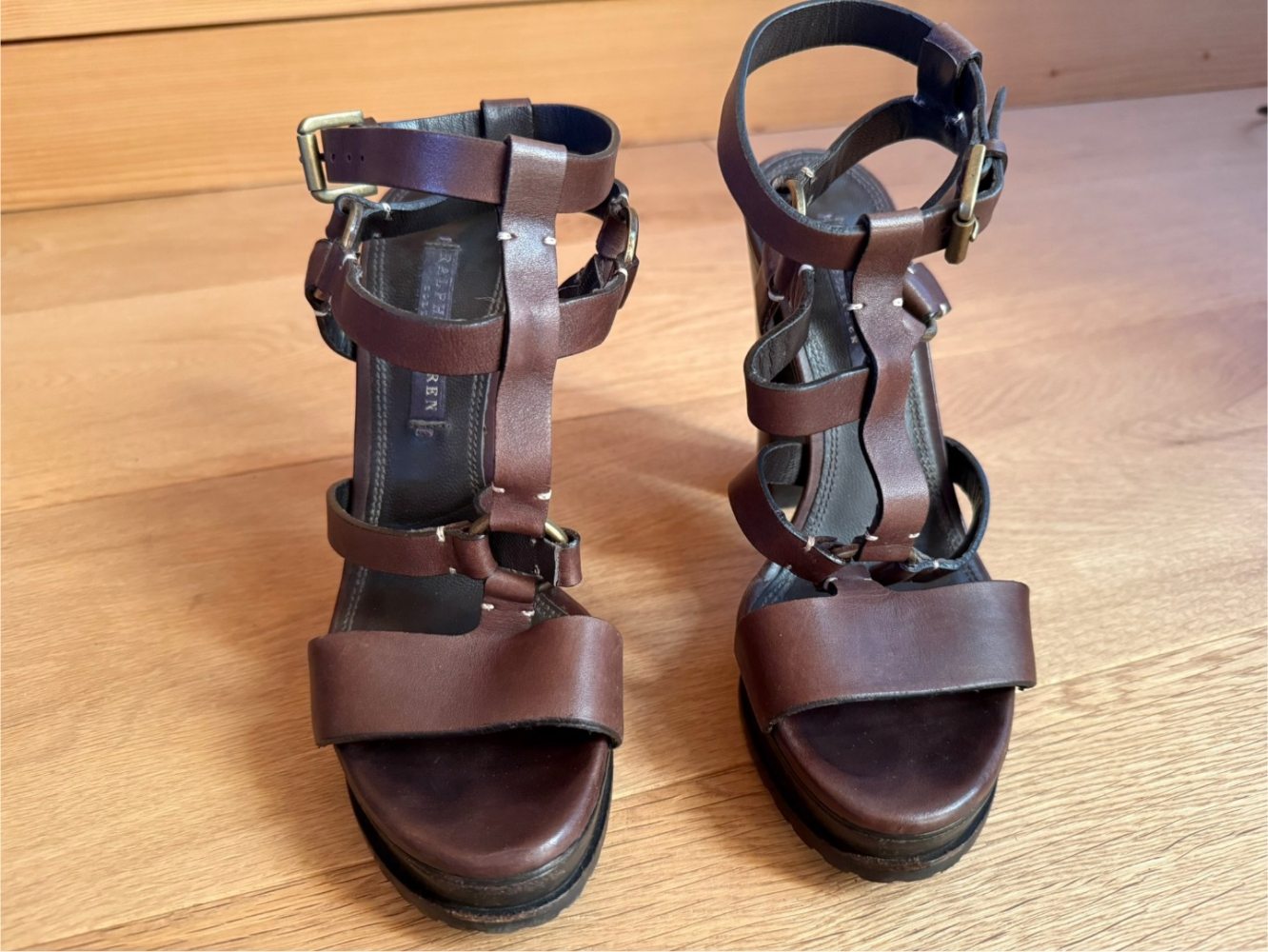 Ralph Lauren Collection Brown strappy sandals!
