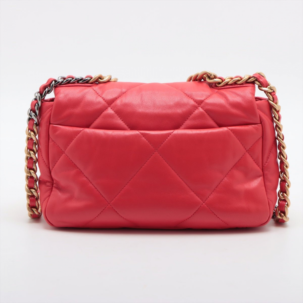 Chanel 19 Medium Matelassè Lambskin Leather 2-Ways Flap Handbag Red