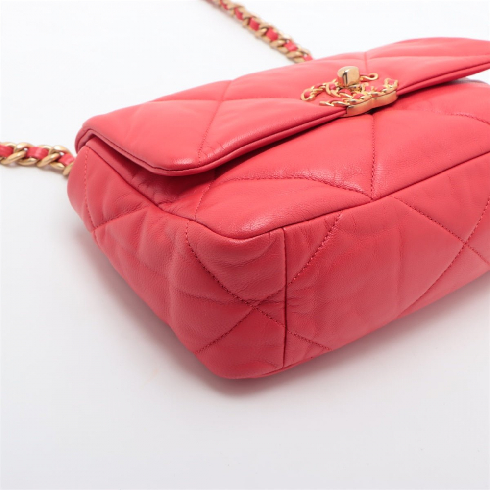 Chanel 19 Medium Matelassè Lambskin Leather 2-Ways Flap Handbag Red